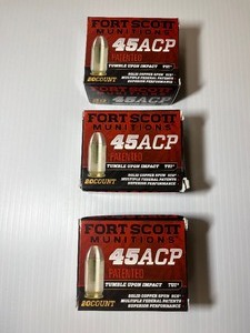 lot 1829 image: (3) Fort Scott Munitions 45ACP, Tumble Upon Impact (TUI), 20 RDS