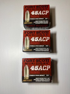 lot 1830 image: (3) Fort Scott Munitions 45ACP, Tumble Upon Impact (TUI), 20 RDS