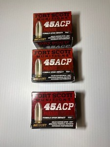 lot 1842 image: (3) Fort Scott Munitions 45ACP, Tumble Upon Impact (TUI), 20 RDS