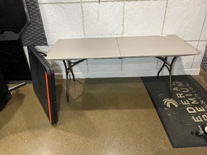 lot 1848 image: (2) Folding Tables with easy-to-carry handle. Measures 72 W X 30 D X 29 H