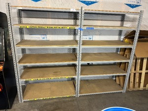lot 1635 image: (2) 5-Shelf Steel Bulk Rack with particle board shelves