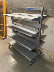 lot 1638 image: Double-Sided Gondola Unit on wheels - 49 x 29 x 60, Gray