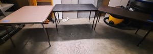 lot 1906 image: (3) Folding Tables. 35 W X 35 X 28 H 48 W X 20 X 28 H 48W X 20 x 28 H