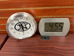 lot 1923 image: Sharp Atomic table or wall clock FNH battery operated clock.