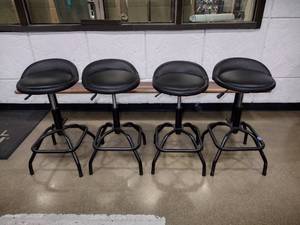 lot 1937 image: (4) Adjustable Height Swivel Range Stools, Pneumatic Adjustable Height with Lumbar Back Support.