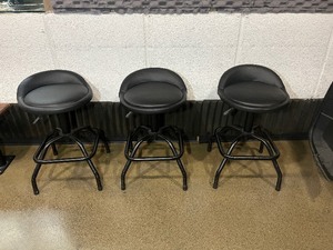 lot 1939 image: (3) Adjustable Height Bar  Work Stools, Pneumatic. with Lumbar Back Support