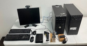 lot 1794 image: Dell Optiflex 780 desktop computer Asus Desktop PC, 2TB External Hard Drive, Barcode Scanner, Webcam Streaming Camera