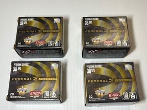 lot 1079 image: (4) Federal Premium Pistol Cartridges, 38 Special, 110 GR, Hydra-Shot, JHP