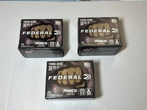 lot 1076 image: (3) Federal Personal Defense 38 SPL P, Punch JHP, 120 GR, 20 RD