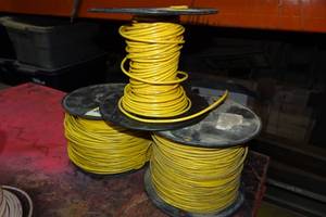 lot 37 image: Spools of Yellow 14 and 16 Gauge Stranded Wire