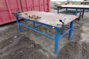 lot 65 image: Steel Welding Table - with Pipe Threading Components