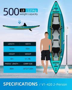Oceanboard V1 Inflatable Sit-In Kayak for 2