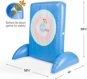 Hearthsong Giant Double-Sided Inflatable Axe-Throwing and Ball-Toss Target Game