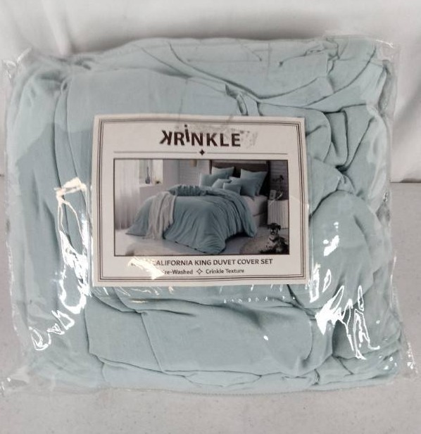 NEW Krinkle KingCalifornia King Duvet Cover Set