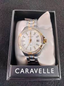 NEW Caravelle by Bulova Womens Aqualuxx Crystal Two-Tone Bracelet Watch