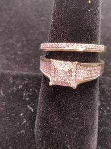 Promise of Love 10K Gold 13 ct tw Diamond Pave 3-Row Square Halo Bridal Set (Size 8)
