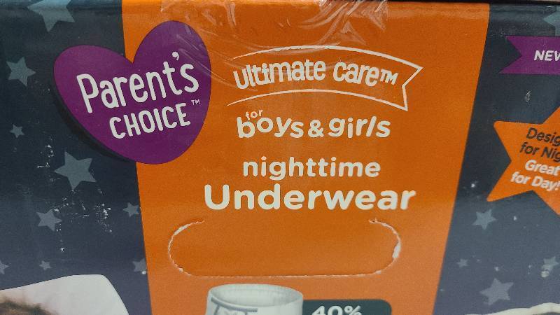 lot 105 image: Parents Choice Boys and Girls nighttime underwear