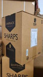 lot 288 image: Brand new in box 5 gallon Sharps Container with return packaging