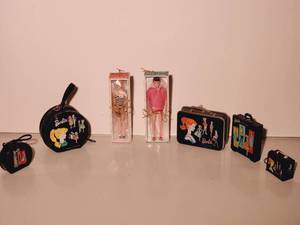 lot 223 image: NIB Hallmark 50th Anniversary Barbie & Ken & Hallmark 40th Anniversary Barbie Luggage Ornaments