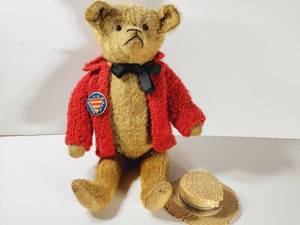 lot 332 image: Vintage Teddy with Air Raid Warden Button