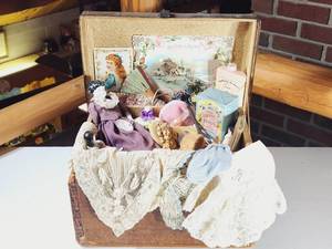 lot 396 image: Antique Miniature Books & China Doll with c.19001915 Vignette