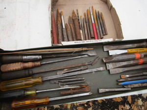 Punches, chisels, screwdrivers...