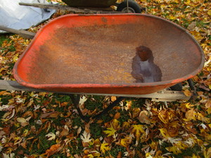 Wheelbarrow, red garden use...