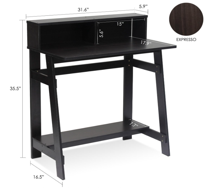 lot 500 image: LOT OF 10 - Furinno Simplistic A-Frame Computer Desks, Espresso