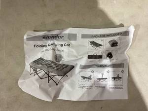 lot 320 image: Slendor Folding Portable Gray & Blue Camping Cot