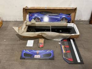 lot 326 image: Cilek Blue Spyder Race Car Toddler Bed Frame