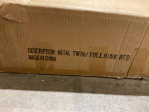 lot 327 image: Black Metal Heavy Duty Twin-Over-Full Bunk Bed with Enhanced Guardrail
