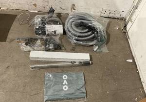 lot 17 image: OVO Central Vacuum Deluxe Plus Kit, 35ft ONOff Low-Voltage Hose, Air Driven Carpet Beater, 12 Premium Floor Brush, Cleaning Tools and Easy Storage Accessories