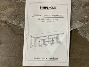lot 20 image: SIMPLIHOME Redmond Transitional TV Media Stand in Hickory Brown