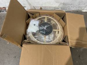 lot 33 image: zheshirui 20 Boho Caged Ceiling Fan with Lights - Rattan