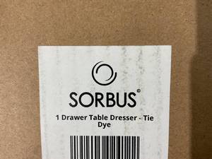 lot 259 image: Sorbus White Metal Nightstand with Purple Tie-Dye Storage Drawer