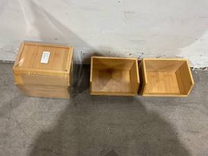 lot 290 image: SET OF 4 -mDesign Bamboo Stackable Food Storage Organization Bin Basket