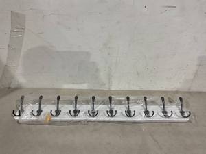 lot 137 image: SKOLOO Rustic Large Wall Mounted Coat Rack - WhiteBlack Hooks