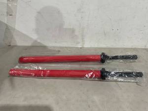 lot 151 image: Set of 2 Red Padded Sparring Bokken Foam Sword Practice Blade