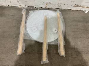 lot 431 image: Apicizon Round White Top Side Table with Natural Wooden Legs