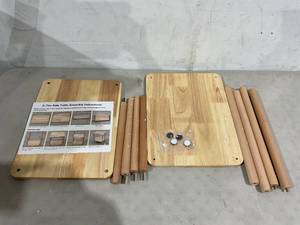 lot 163 image: exilot Solid Wood 2-Tier End Table with Storage Shelves - Burlywood