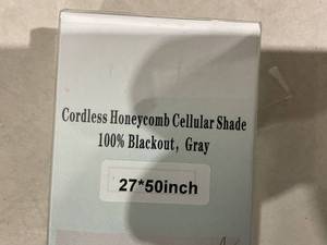 lot 173 image: Cordless Honeycomb Cellular Shade 100% Blackout, Gray