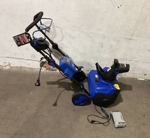 lot 96 image: Snow Joe 18-Inch 40 Volt Single Stage Brushless Snow Blower - Blue