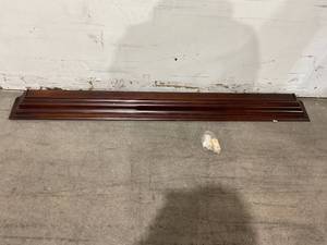 lot 432 image: WELLAND Pine Wood Corona Crown Molding Floating Shelf - Mahogany Brown