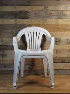 lot 132 image: Two White Patio Chairs