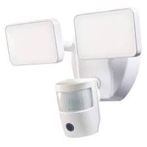 lot 98 image: SECUR360 2000 Lumens LED Motion Sensor Wired Twin Head White Outdoor Security Flood Light with Video Wi-Fi Connected