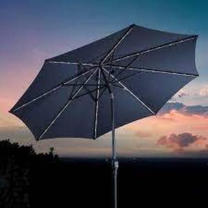 lot 130 image: Sunvilla 10 Round Solar LED Market Umbrella - Blue