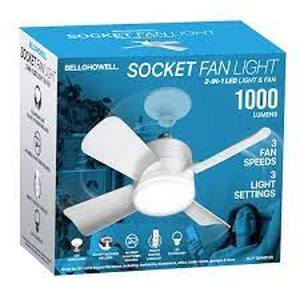 lot 106 image: Bell  Howell 15.7 in. Indoor White Ceiling Fan with Remote, LED Light, Socket