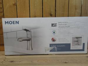 lot 6 image: Moen Liso Single Hole Bathroom Faucet  Spot Resist Brushed Nickel Finish-84540SRN