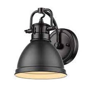lot 105 image: Golden Lighting Duncan Collection Black 1-Light Bath Sconce Light with Matte Black Shade