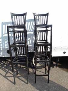 6 FLASH FURNITURE HERCULES BLACK METAL CHAIRS